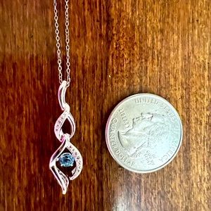 Blue & Clear Zirconia Necklace, 18” Chain.